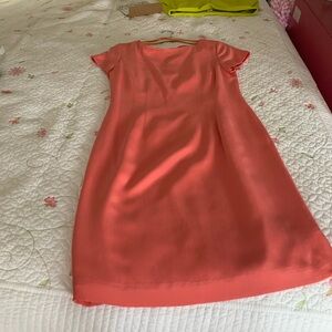 Coral Sheath Midi Dress with Flutter Cap Sleeves